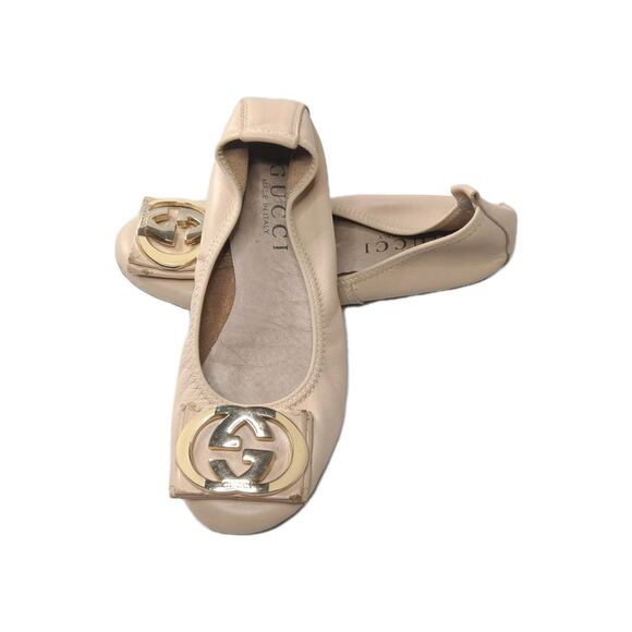 Gucci Interlocking G Logo Leather Ballet Flats Women's Shoes Sz EU 37/ 7M AS IS - Picture 7 of 16